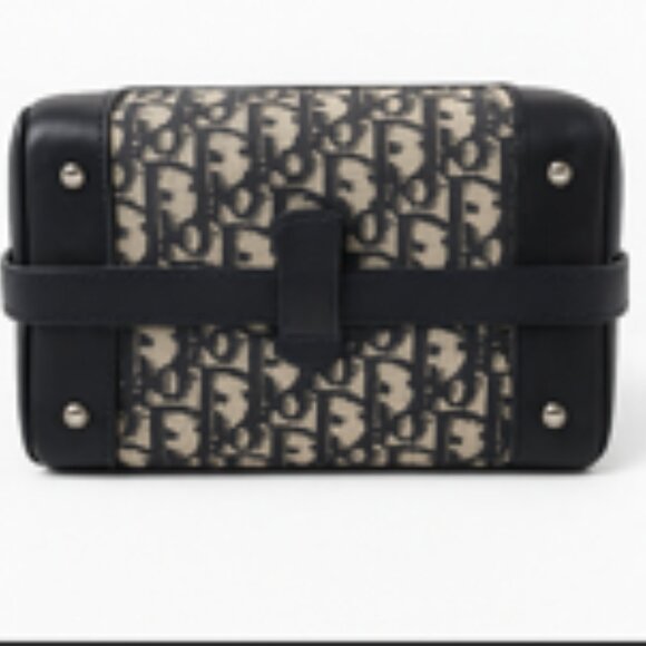 Christian Dior Trotter Canvas Shoulder Bag Black Vintage Authentic - Picture 4 of 11